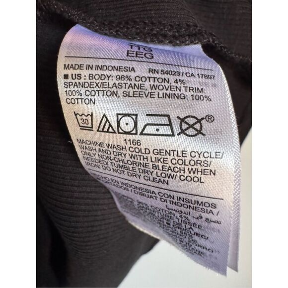 Old Navy Womens Black Cotton‎ Puff Sleeve Stretchy Fitted Button Top sz XXL Boho - Picture 4 of 5